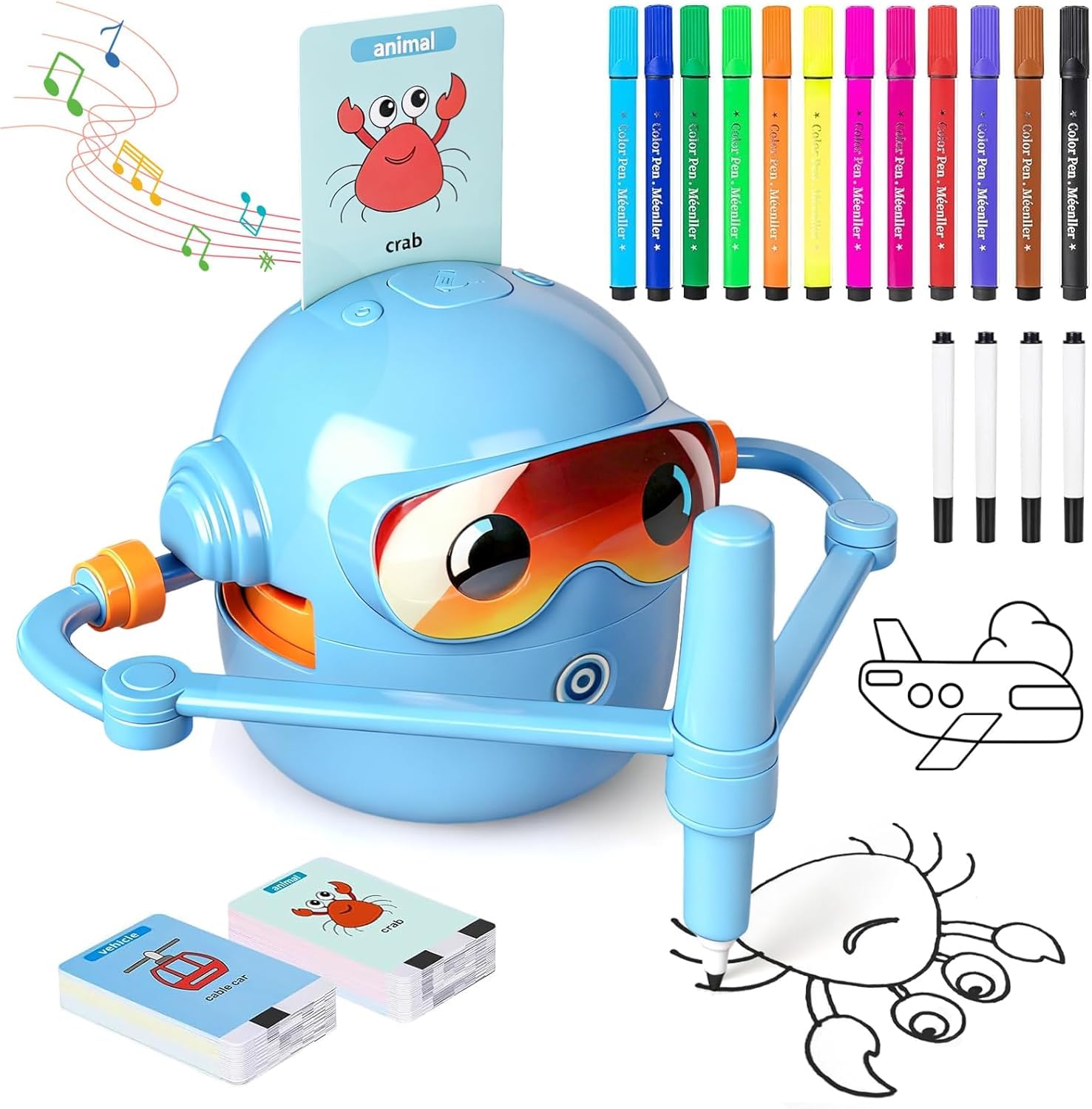 Drawing Robot for Kids,Doodle Bot Machine with 100 Cards,Montessori Painting Learning Toys,Self Voice Interactive Educational Dr