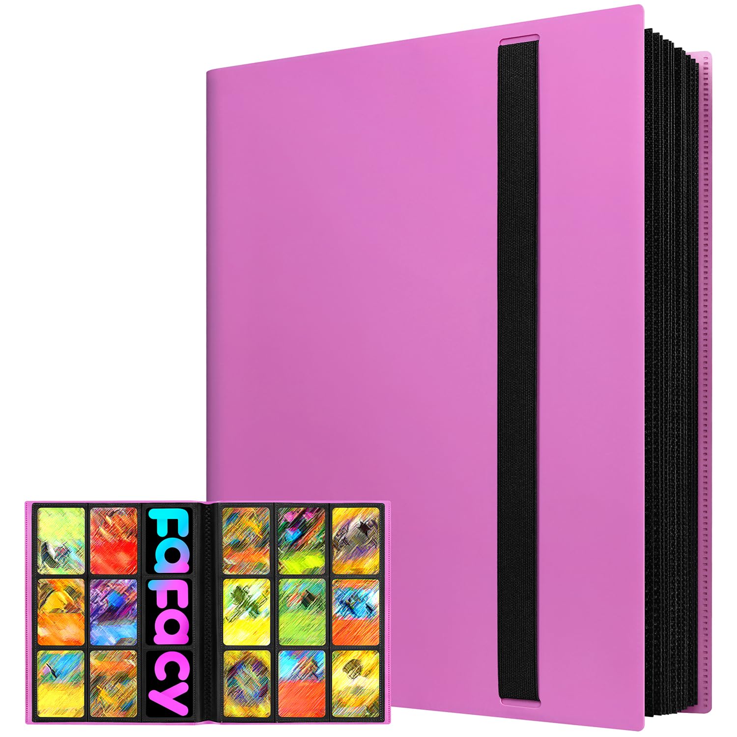 (2025) Trading Card Binder 9 Pocket  enhanced Sports Collection Binder Game Cards Book with Sleeves Side Loading  Anti-open Strap Double Sided Waterproof 360 Card Folder