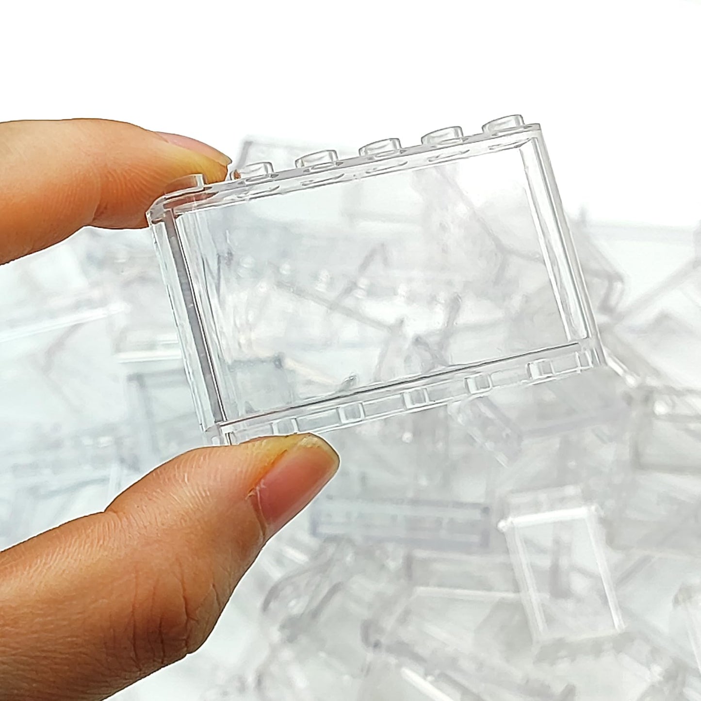 Zhx 72Pcs Clear Transparent Window House Building Brick Toy Classic Flat Plates Pieces And Parts Block Compatible With Major Brands (White Mix)