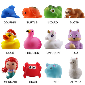 Laxdacee No Hole Bath Toy, 12 Pack Light Up Animal, Flashing Color Tub Toys For Toddler Swimming Pool Party Bathtub Bathroom Sho