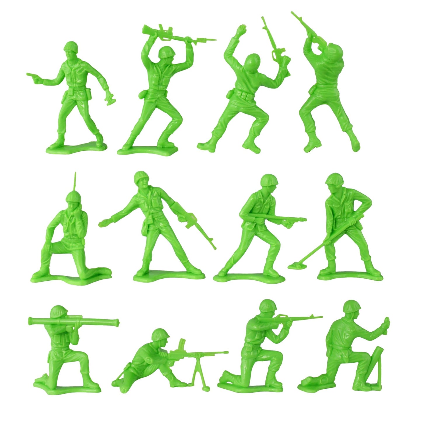 Tim Mee Plastic Army Men - 48pc Lime Green Toy Soldier Figures, Made in USA
