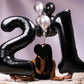 Paticool 21 Number Balloon Black, 40 Inch Large 21/12 Number Foil Mylar Balloons For 21St Birthday Party Celebration Decorations