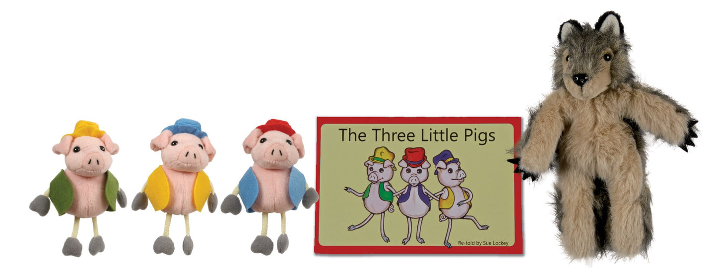 The Puppet Company Traditional Story Sets Three Little Pigs & Wolf Book And Finger Puppets Set