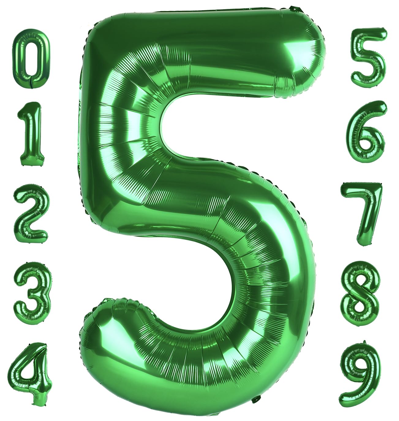 Dark Green Number 5 Balloon 40 Inch For Boy Girl Birthday Party Decorations, Five Year Old Balloon Decorations, 5 15 Number Ball