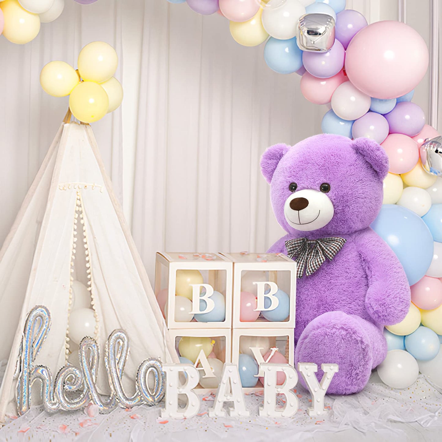 MorisMos Giant Purple Teddy Bear, 47 Inch Plush Stuffed Animal for Kids & Girlfriends, Perfect for Christmas & Valentine's Day