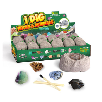 Xxtoys 12 Natural Rock & Mineral Dig Kit - Educational Stem Toy For Kids, Mining Gemstones, Rocks, And Minerals - Party Favors F