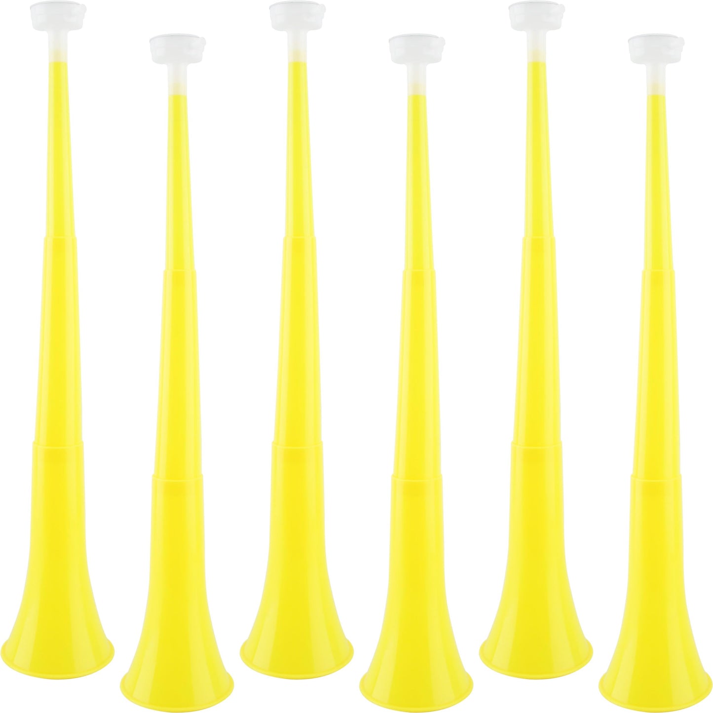 Cagemoga 6 Pieces Collapsible Stadium Horn 24 Inch Plastic Trumpet Horn Stadium Horn Noise Maker For Sporting Events Sports Themed Party Supplies (Yellow)
