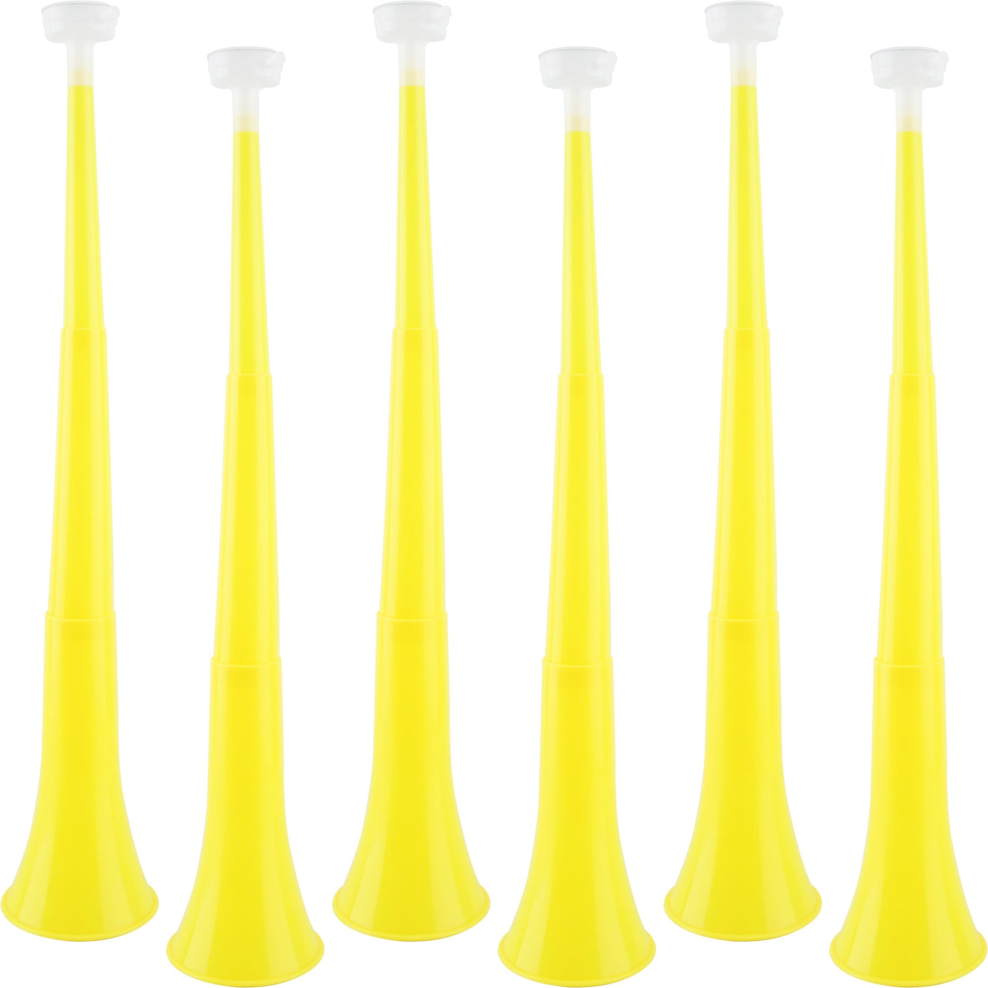 Cagemoga 6 Pieces Collapsible Stadium Horn 24 Inch Plastic Trumpet Horn Stadium Horn Noise Maker For Sporting Events Sports Themed Party Supplies (Yellow)