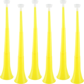 Cagemoga 6 Pieces Collapsible Stadium Horn 24 Inch Plastic Trumpet Horn Stadium Horn Noise Maker For Sporting Events Sports Themed Party Supplies (Yellow)