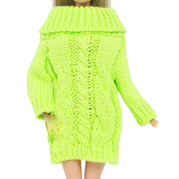 Bjdbus Winter Turtleneck Sweater Clothes For 11.5 Inch Girl Doll Accessories (Fluorescent Green)