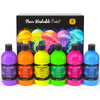 Nicpro 6 Colors Fluorescent Large Washable Paint Set for Kid (16.9 oz), Glow in the Black Light, Non Toxic Neon Tempera Paints f