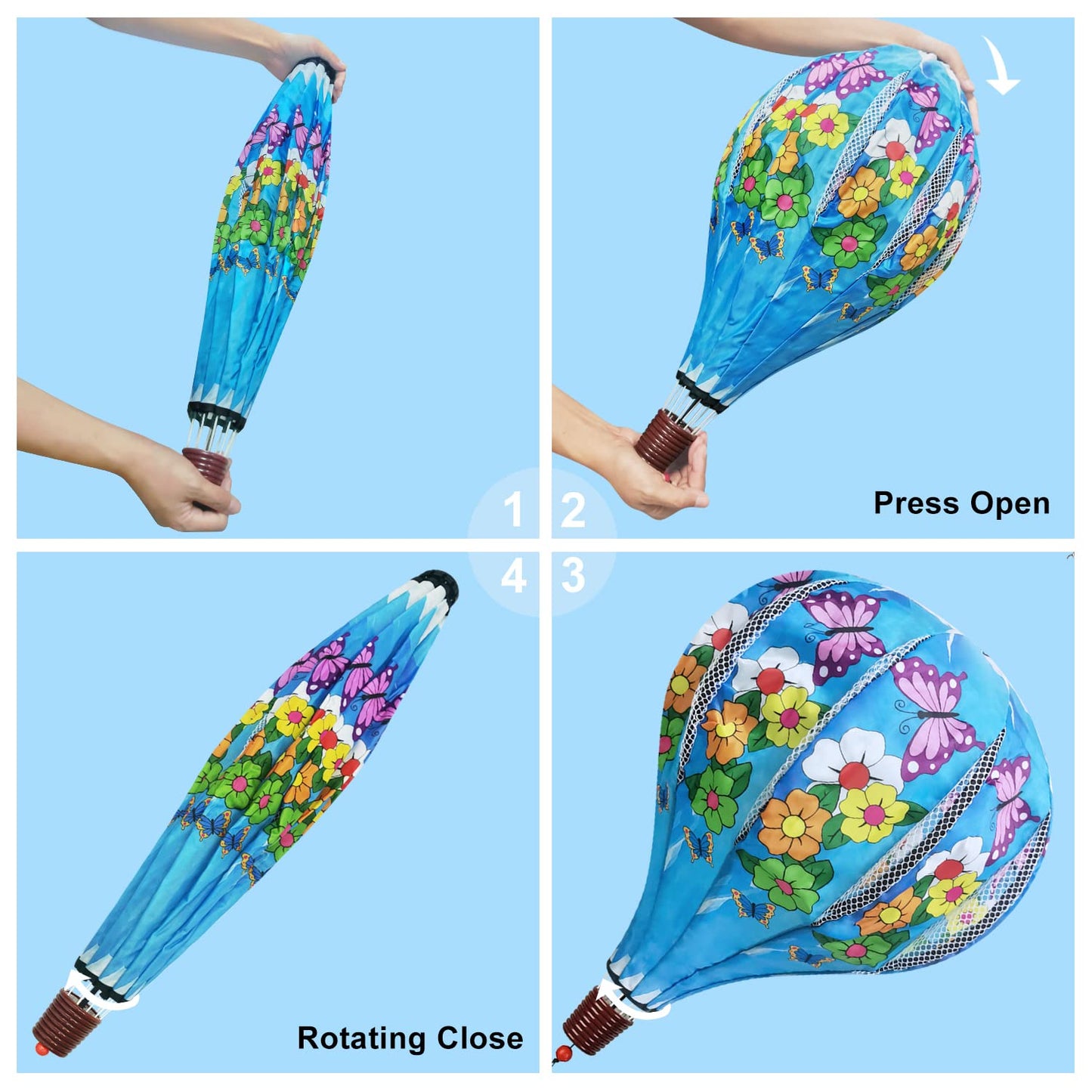 Giant Rainbow Butterfly Hot Air Balloon Garden Wind Spinners Large Pinwheels Lawn Yard Catchers Ornaments Windmills Outdoor Hang