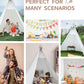 86'' H Larger Teepee Play, Huge Foldable Indoor With Star Light, Large Tall Outdoor Canvas for Adults, 5 Sides Wide Open Front W