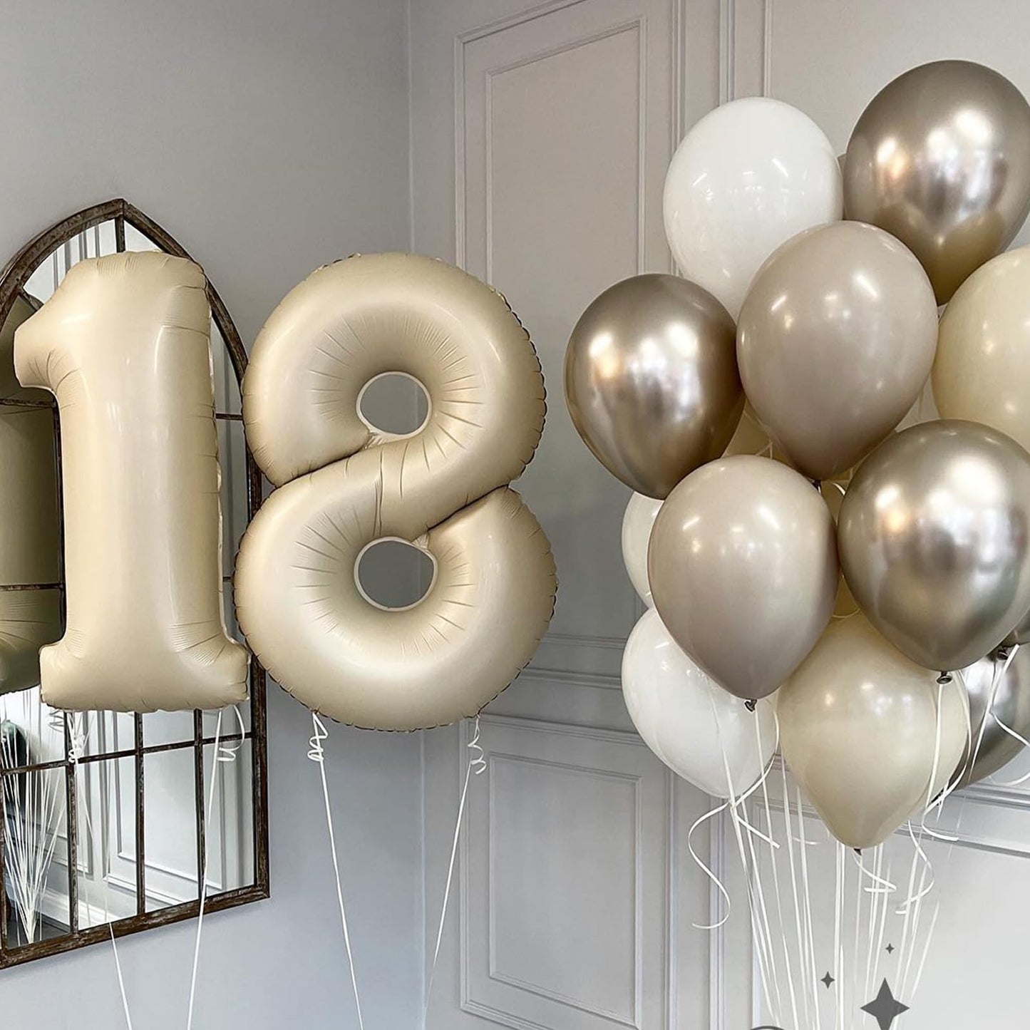 Number 18 Balloon Beige,40 Inch Large Cream Foil 18Th Birthday Balloons,Digital 18 Helium Mylar Balloons For Boys Girls 18Th Bir