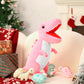 Morismos Dinosaur Stuffed Animal With Babies,23.6'' Big Mommy Stuffed Dinosaur With 3 Baby Dinosaur Stuffed Toys & 3 Eggs Plush Inside Belly, Boy Girl Dinosaur Toys For Kids 3-5, Pink T-Rex Toy