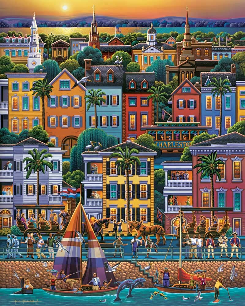 D·O·W·D·L·E Charleston Jigsaw Puzzle - 1000 Piece, Blue Chip Board, Model 10260