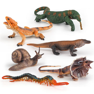 Wonwontoys Reptiles Toys For Kids Lizard Toy Forest Animals Wildlife Toy Set Snail Centipede Table Decorations Christmas Scene Decoration Children'S Cognitive Toys For Boys Girls