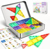 50Pcs Small & Strong Magnetic Tiles Travel Set,Magnet Building Blocks With Metal Case, Montessori Stem Toy For Kids Ages 3+, Por