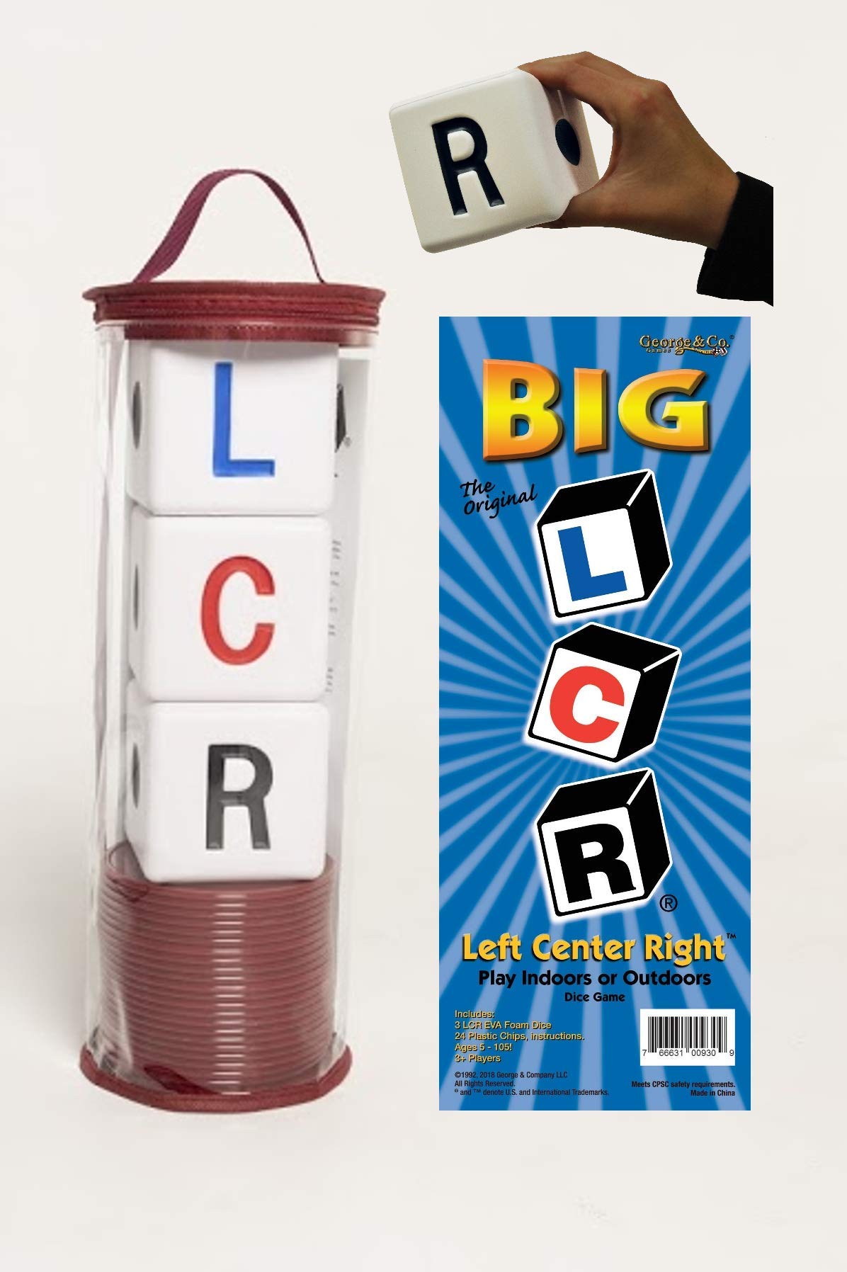Lcr Big Left Center Right Dice Game - Zip Bag (Red)