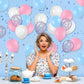 Pink And Blue Balloons Set, 12 Inch Pastel Pale Blue Pink Confetti Latex Balloons, Light Blue Pink White Balloon Kit For Boy Or