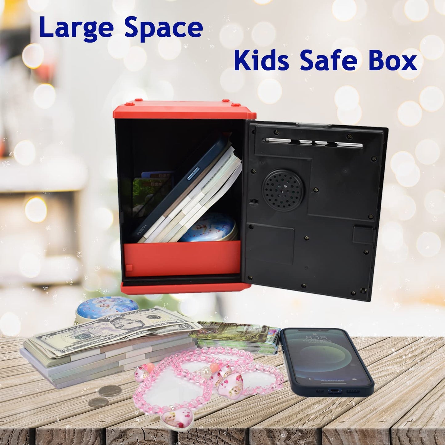 Litpggy Kids Safe Bank With Fingerprint Password Talking Atm Piggy Bank For Real Money Toy Gift For 5-14 Years Old Boys Girls (B