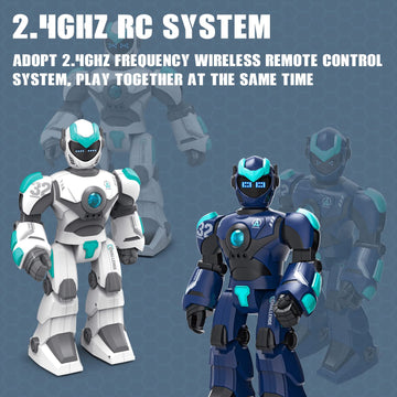 STEMTRON Robot Toys for Kids, Programmable Remote Control Robot with Gesture Sensing, Voice Control & LED Face, 15 3/4'' (Blue)