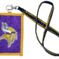 Rico Industries NFL Minnesota Vikings Beaded Lanyard with Nylon Wallet