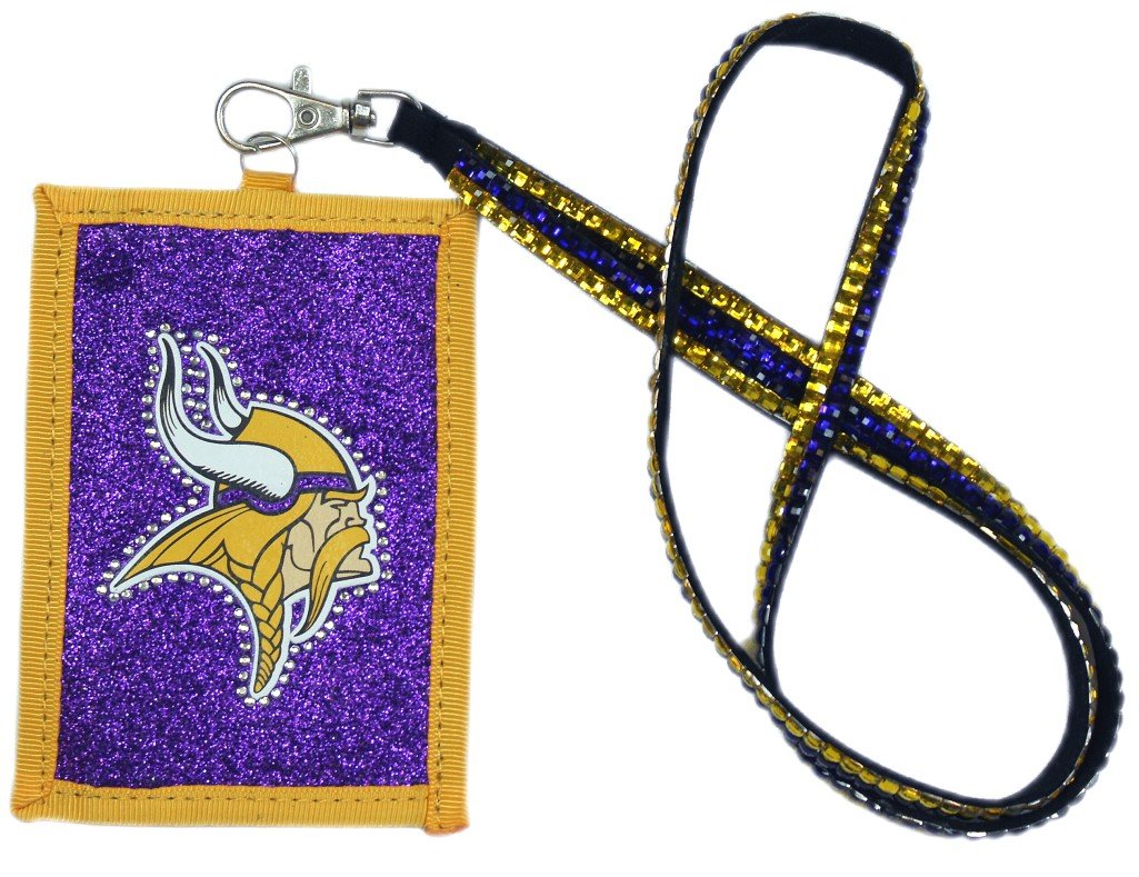 Rico Industries NFL Minnesota Vikings Beaded Lanyard with Nylon Wallet