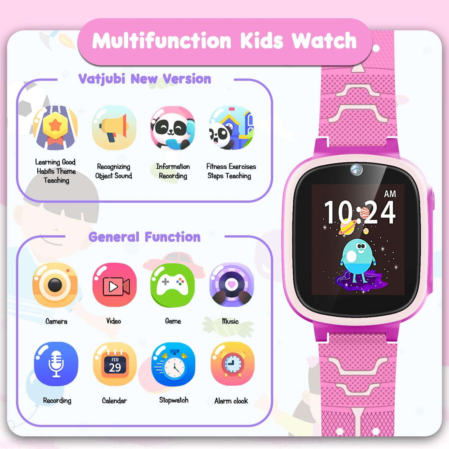 Smart Watch for Kids Toys, Gifts for 3-10 Year Old Girls Boys, 1.44 Touchscreen with 20 Puzzle Games Toddler Educational Toys Ca