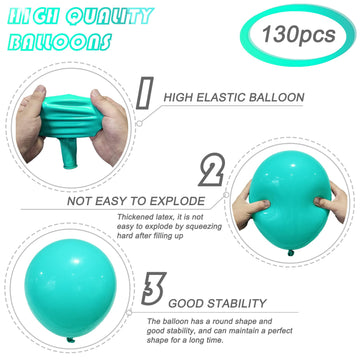 130Pcs Teal Blue Balloons Different Sizes 18'' 12'' 10'' 5'' Balloon Garland Arch Kit Perfect For Birthday Party, Graduation, Ba