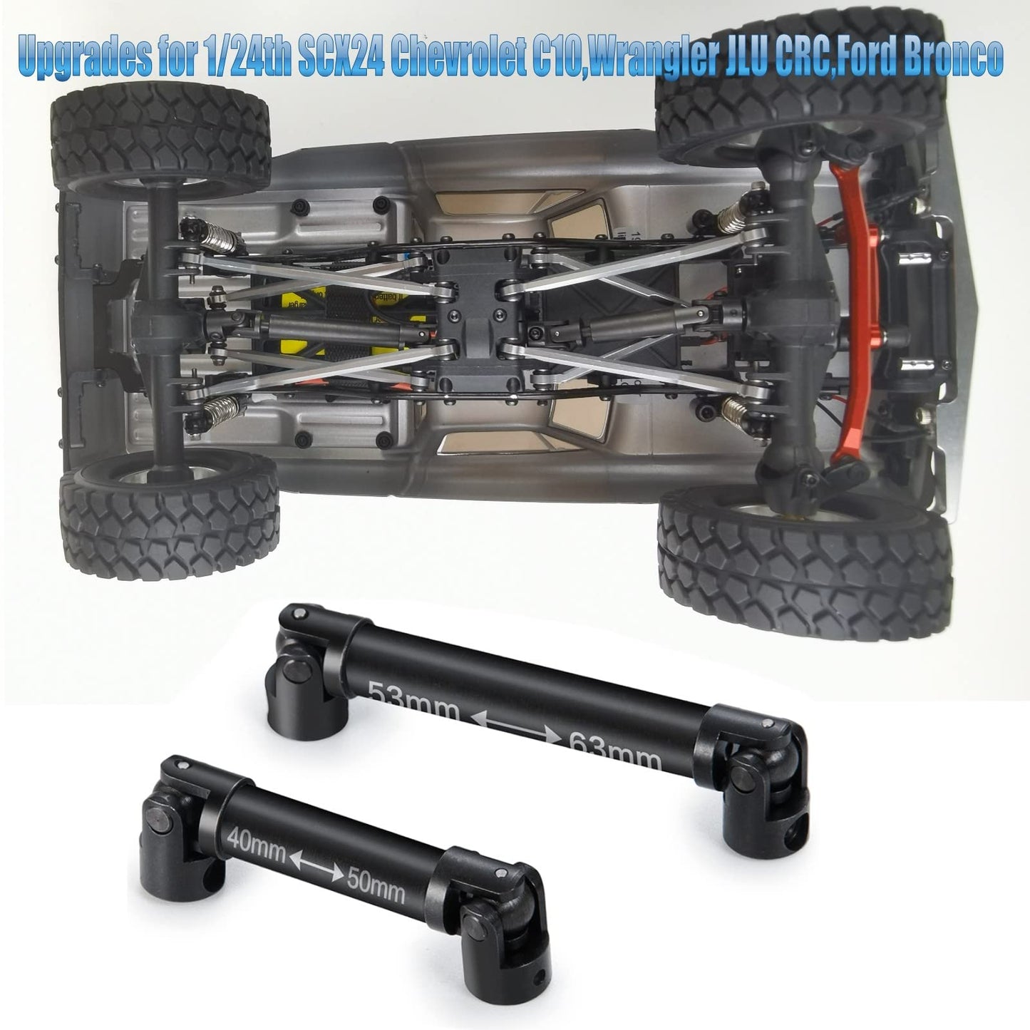 Rc Crawler Car Steel Drive Shaft Cvd Transmission Shaft 40+53Mm For 1:24Th Axial Scx24 Bronco C10 Jlu Crc Axi00001/Axi00002/Axi0