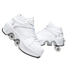 Double-Row Deform Wheel Automatic Walking Shoes Invisible Deformation Roller Skate 2 in 1 Removable Pulley Skates Skating Parkour (White high  US 7)