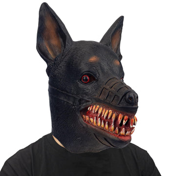 AQKILO Dog Mask Animal Latex Full Head Realistic Masks Fancy Dress for Halloween Carnival Costume Party