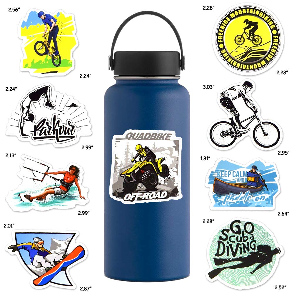Sport Stickers For Kids Water Bottles Stickers For Teens Waterproof Stickers Vinyl Laptop Stickers Pack (50 Pcs)
