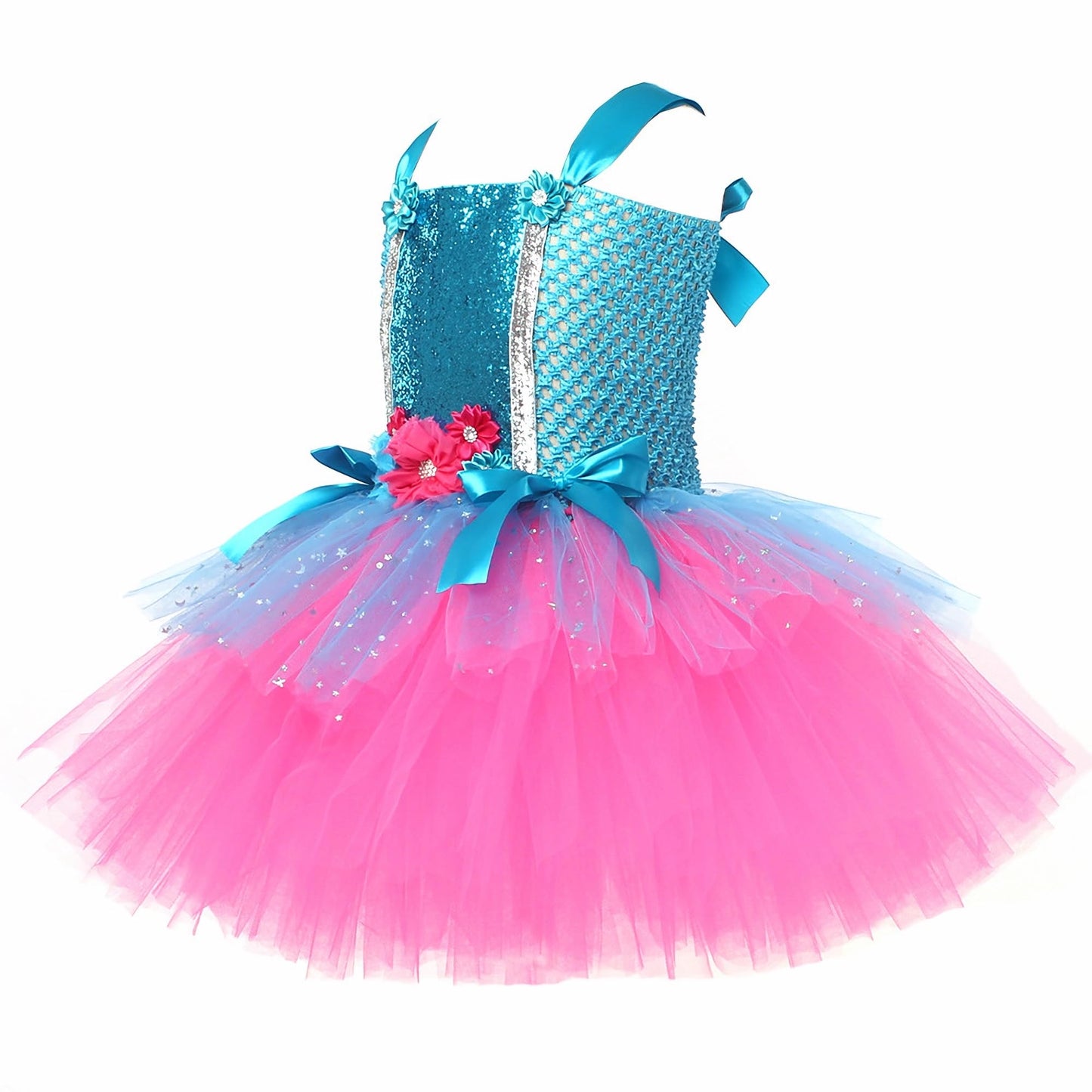 Aceut Wyyxxt Girls Princess Poppy Costume Birthday Party Dress Halloween Cosplay Outfits(6-7Y,Blue/Red)