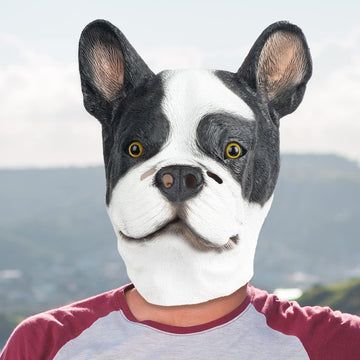 PartyHop Boston Terrier Dog Mask Animal Latex Full Head Mask Fancy Dress for Halloween Carnival Costume Party