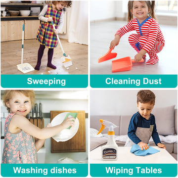Jenilily Detachable Kids Cleaning Toy Set - Broom Dustpan Mop Brush Rag, Play Housekeeping Kit, Really Stem Toddler Clean Toys G