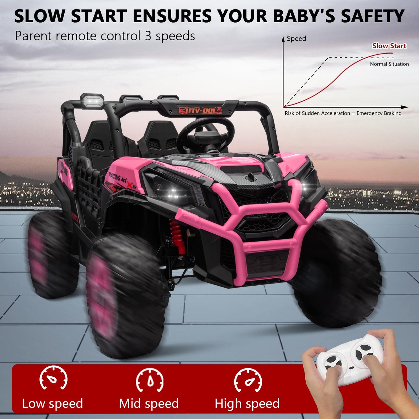 Alinux 24V 9 Ah 4X200W Ride On Cars Utv 2 Seater, 4Wd/2Wd Switchable Electric Cars Vehicles For Kids 3-8 Years W/Remote Control,