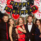 Happy Birthday Banner, Red Birthday Decoration, 16 Pcs 12 Inch Happy Birthday Balloons With 2 Ribbons For Men Women Girls And Bo