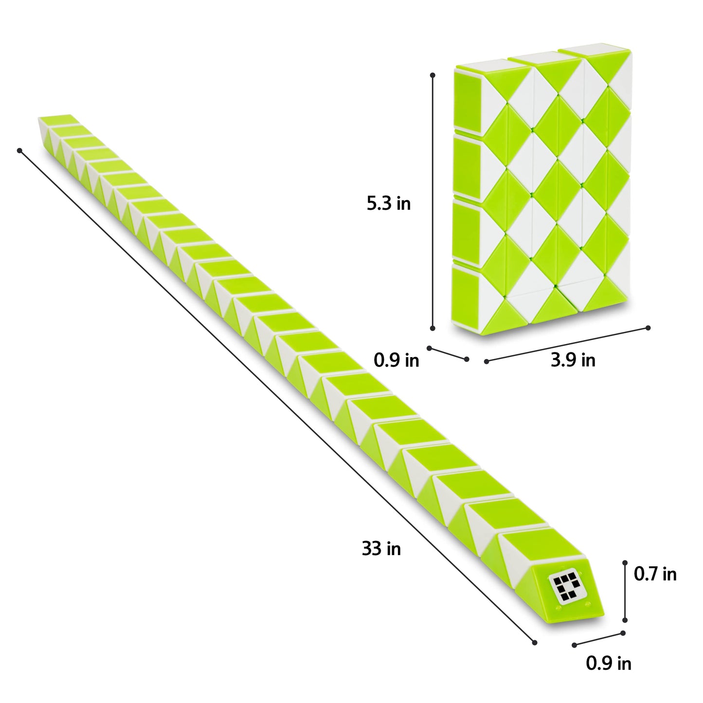 Cubidi® Magic Snake Cube | Fidget Snake Toy For Kids | Travel Toys For Kids Ages 4-8 | Great Gift For Boys And Girls Birthday, Christmas, Stocking Stuffers - 48 Blocks | 0.9 Inch X 0.7 Inch | Green