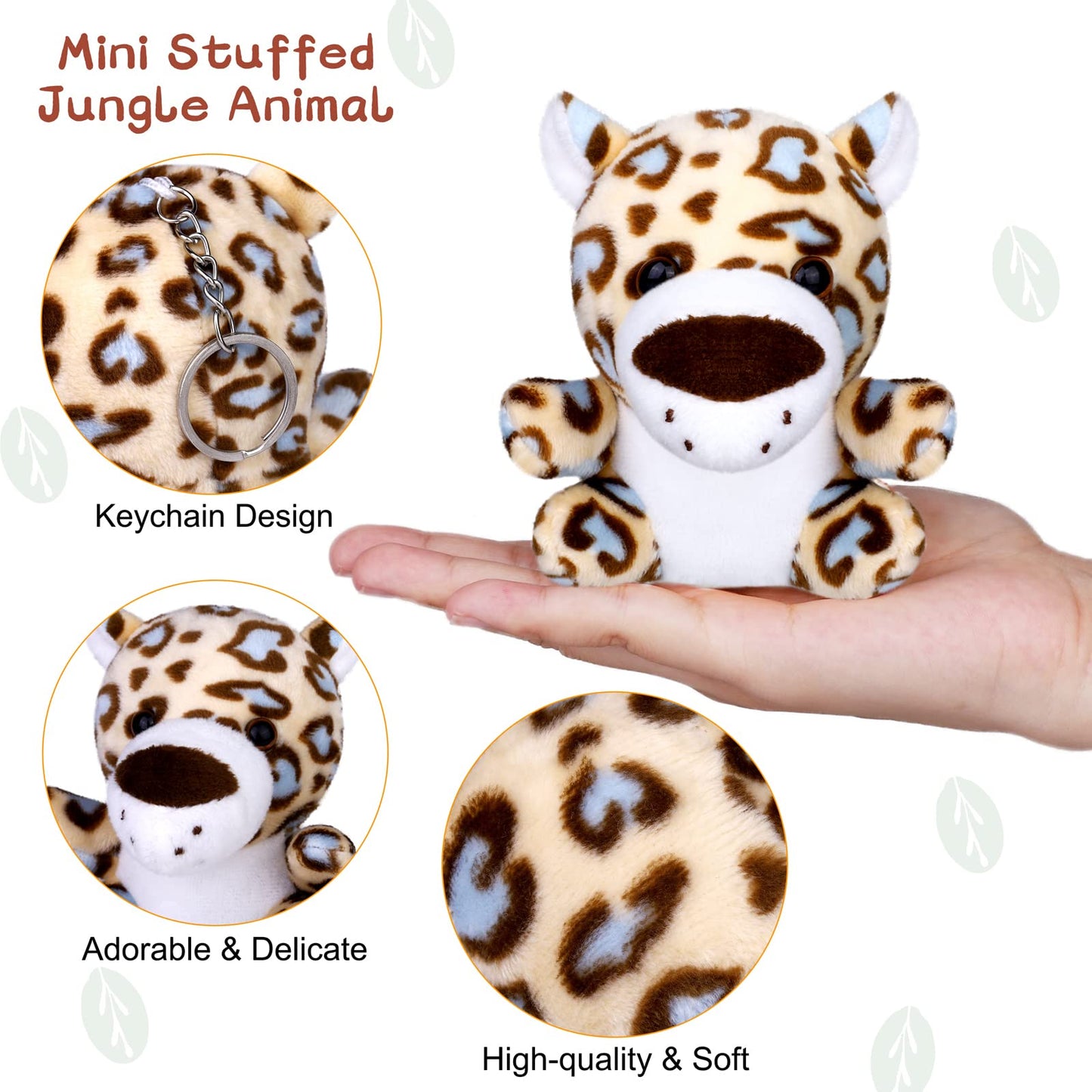 Elcoho 14 Pieces Safari Jungle Animal Plush Toys Small Stuffed Forest Animals Plush Toys 5.9 Inch And 3.75 Inch Keychain Decorations For Animal Themed Parties Goody Bags(Standing,Sitting)
