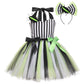 Obeeii Kids Girls Halloween Costume Black White Stripe Tulle Tutu Dress With Headband Set Little Girls Carnival Fancy Dress Blac