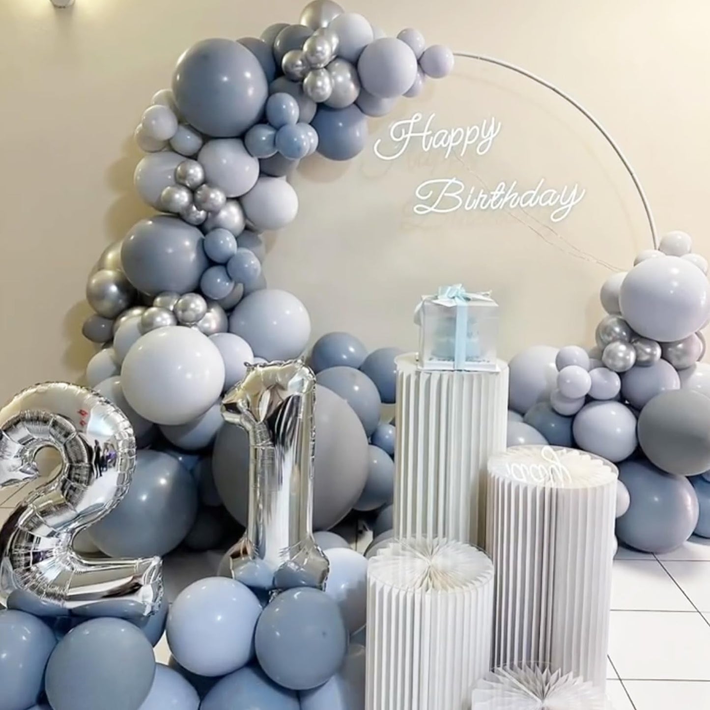 Voircoloria Dusty Blue Balloons, 66Pack 12Inch Slate Blue Latex Party Balloons For Wedding, Birthday, Graduation, Bridal Shower,