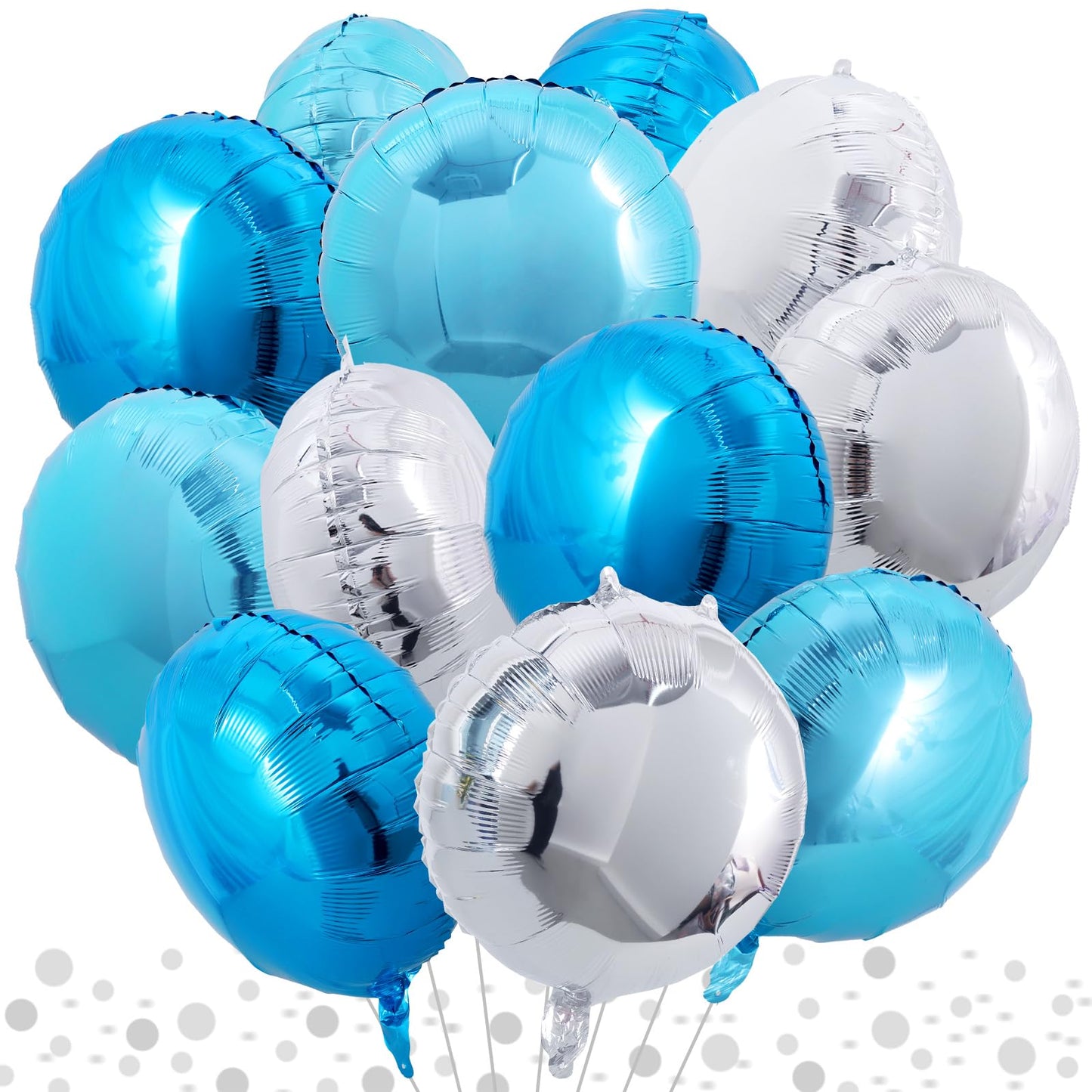 TONIFUL 30Pcs 18 Inch Balloons Large Blue and Silver Round Shape Foil Ballons Big Round Helium Mylar Decorations for Birthday We