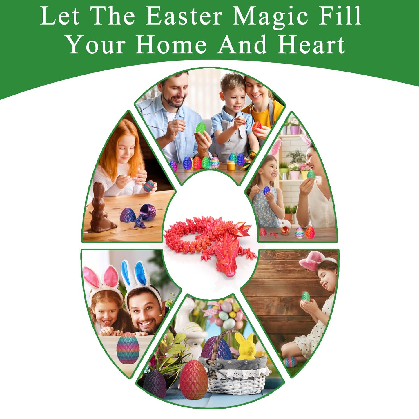 3D Printed Dragon Fidget Toys,12Inch Flexible Dragon Toy 3D Printed Dragon Eggs With Dragon Inside,Easter Egg Fillers,Easter Bas