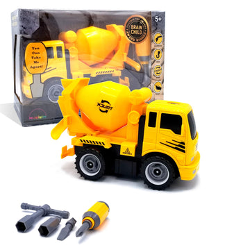 MUKIKIM Construct A Truck - Mixer. Take it Apart & Put it Back Together + Friction Powered(2-Toys-in-1!) Awesome Award Winning T