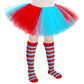 5 Layered Tutu Skirt For Kids Tulle Tutu Skirt With Tube Socks Princess Runners Costumes Cosplay For Girls Kids(Blue And Red)