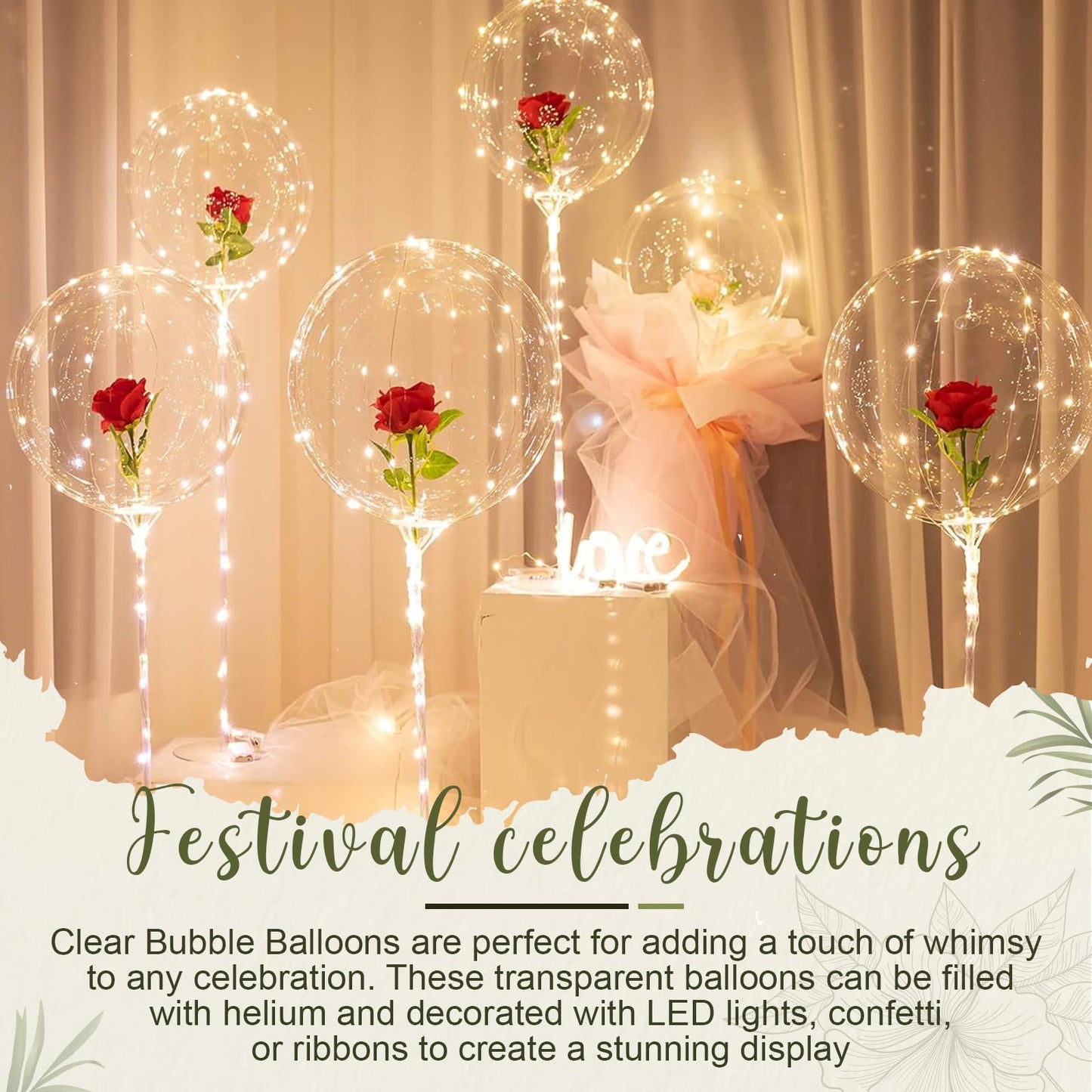 Sumind 40 Pcs Bobo Balloons Clear Balloons for Stuffing Bubble Transparente Burbuja for Valentines Christmas Wedding Birthday Pa