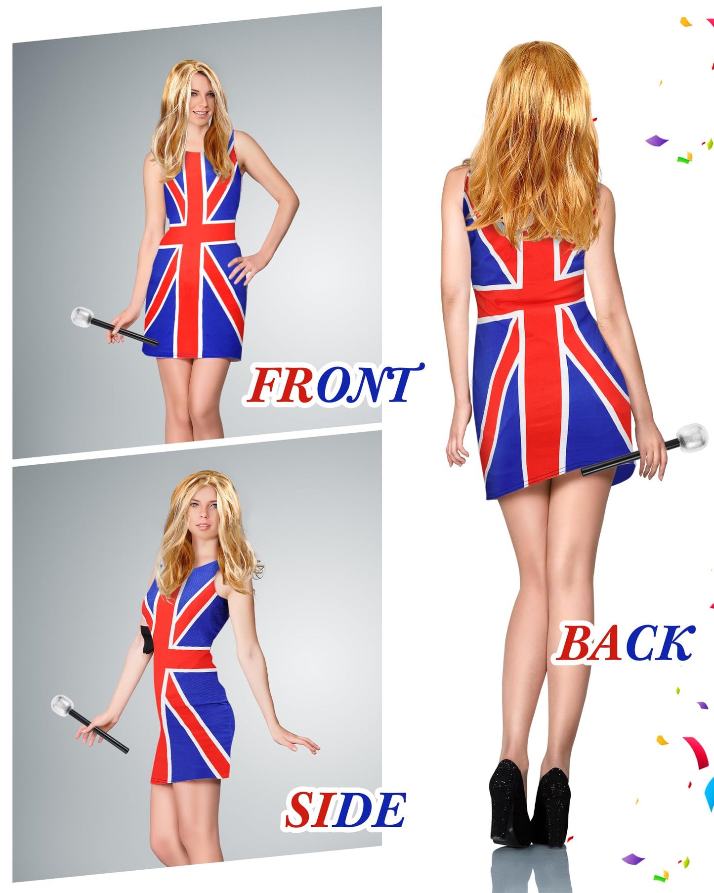 Taiyin 3 Pcs Ginger Wig Spice Dress Women Costume Rockroll Star Costume Including Wig Dress Microphone For Halloween Party (Xl)
