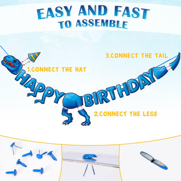 Wernnsai Birthday Party Banner - Dinosaur Happy Birthday Banner For Kids Party Decoration Dinosaur Theme Birthday Supplies For Boys Birthday Party Decor Hanging Kids Birthday Decorations Pre-Strung
